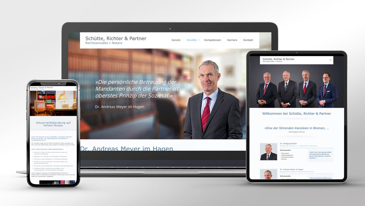 Website der Kanzlei Schütte, Richter & Partner