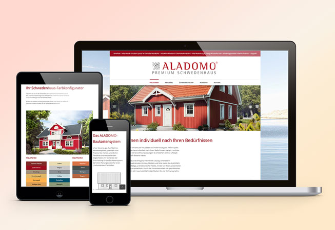 Aladomo Website-Vorschau auf verschiedenen Geräten